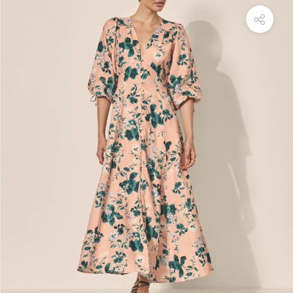 KIVARI-The Jemima linen maxi button front dress size US 2 NWT